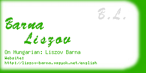 barna liszov business card